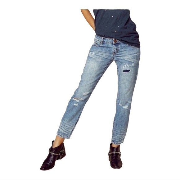 ONE X ONE TEASPOON Freebirds Low Rise Cropped Skinny Jeans Distressed Size 24 - Picture 2 of 8